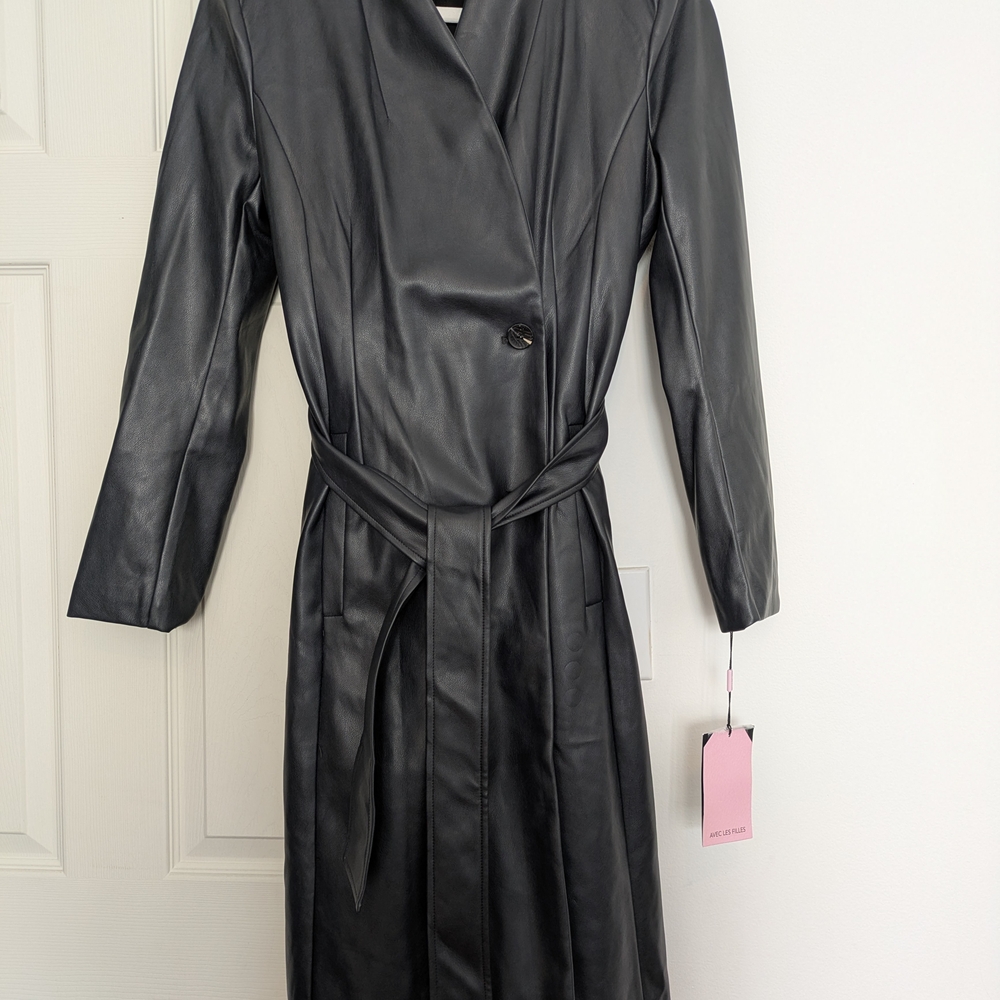 NWT Avec Les Leather Wrap Coat